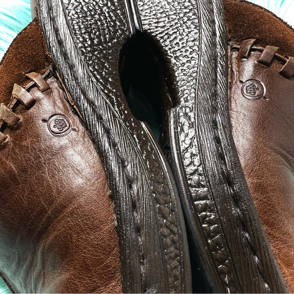 Born Brown LEATHER Clogs Womens Slip On Artisan Comfort Mules - Picture 8 of 16